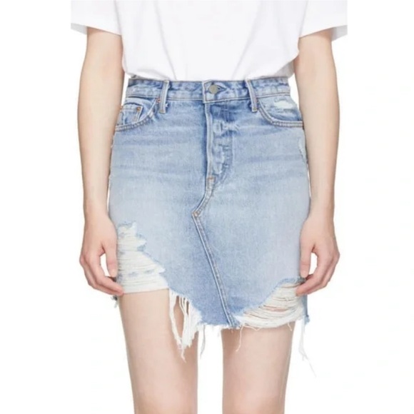 GRLFRND Blue Distressed Rhoda Mini Skirt Size 30 - Picture 8 of 9